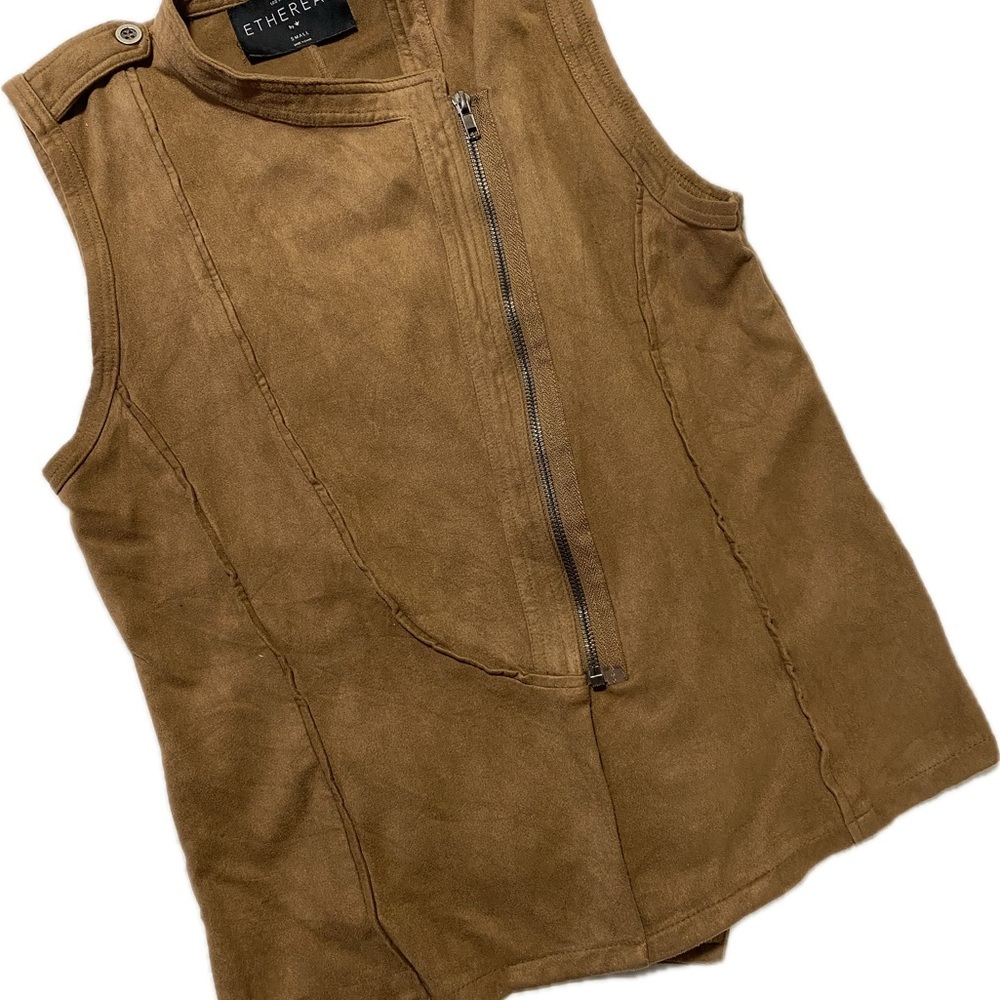 Ethereal Tan Suede-Like zipper side vest size S